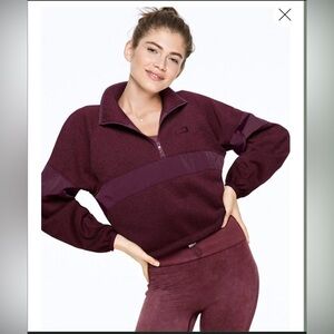 Victoria’s Secret PINK Half Zip Pullover Hoodie Sweatshirt XS Burgundy Purple
